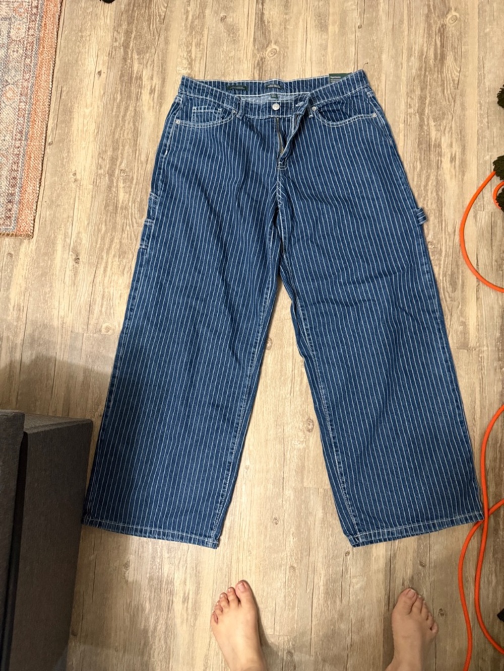 wild fable Blue Pinstripe Wide-Leg Jeans